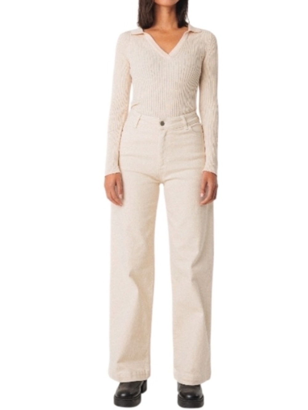 NWT SKFK Ainhize White High Rise Wide Leg Jeans Organic Stretch Cotton Size US 6